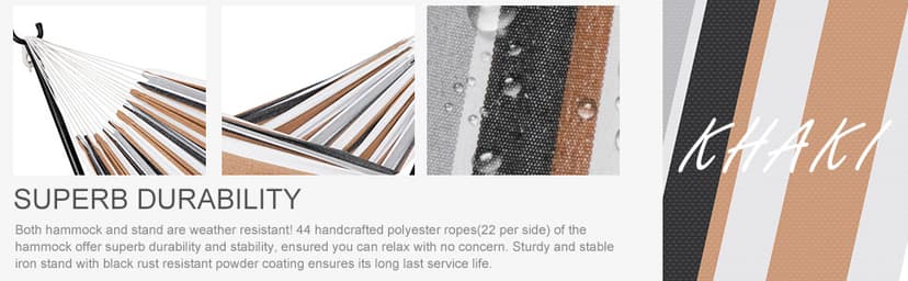 SUPER DEAL Portable 2 Person Hammock with 9FT Hammock Stand, 620 LBS Capacity Adjustable Hammock Bed with Space Saving Carrying Case Included for Camping Garden Backyard Patio Indoor Outdoor