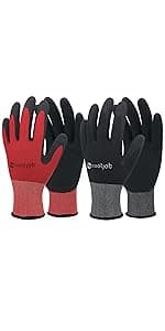 COOLJOB 2 Pairs Gardening Gloves for Women Ladies, Breathable Rubber Coated for Yard Garden, Outdoor Indoor Protective Work, Medium Size, Lavender Purple & Apple Green