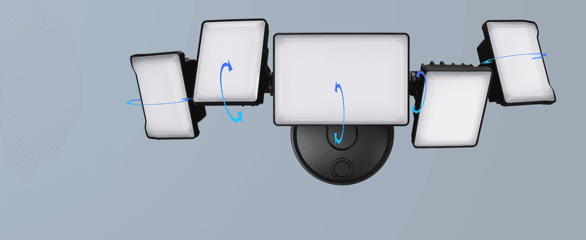 Olafus 100W Flood Light Outdoor, Switch Controlled 10000LM LED Security Light, IP65 Waterproof Outside Floodlight with 5 Adjustable Heads, 6500K Exterior Flood Light Fixture Wired for House Yard Black