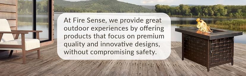 Fire Sense 62745 Armstrong Basketweave Aluminum Convertible Gas Fire Pit Table 55000 BTU Multi-Functional Outdoor Firepit with Fire Bowl Lid, Nylon Cover Clear Fire Glass Bronze Finish - Rectangular