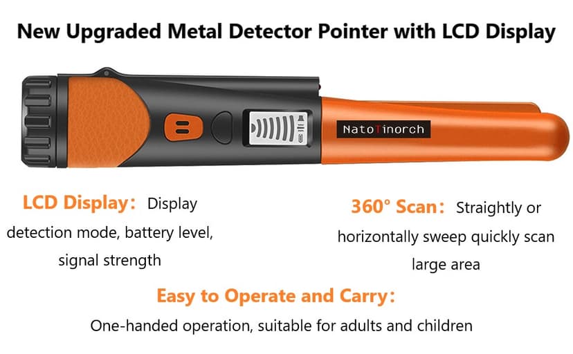 Hand Metal Detector, High Sensitivity Metal Detector with LCD Display&Belt Holster,360°Scanning,All Metal Finder Locating Gold Coin Silver Jewelry Waterproof