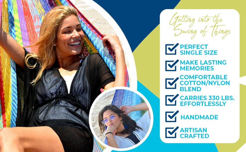 Hammocks Rada Mayan-Made Matrimonial Yucatan Hammock - Two Person - Fits 12.5 to 13 Feet Hammock Stand - Up to 550 Pounds, Two Green - Hanging Bed