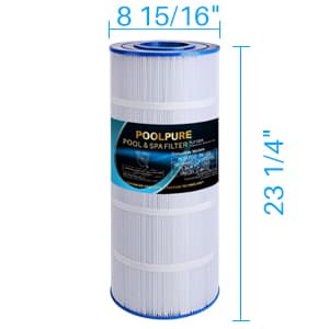 POOLPURE PLF120A Pool Filter Replaces Hayward C1200, CX1200RE, Pleatco PA120, Ultra-B2, Unicel C-8412, Filbur FC-1293, Clearwater II 125, Waterway Pro Clean PCCF-125, L x OD:23 1/4" x 8 15/16"