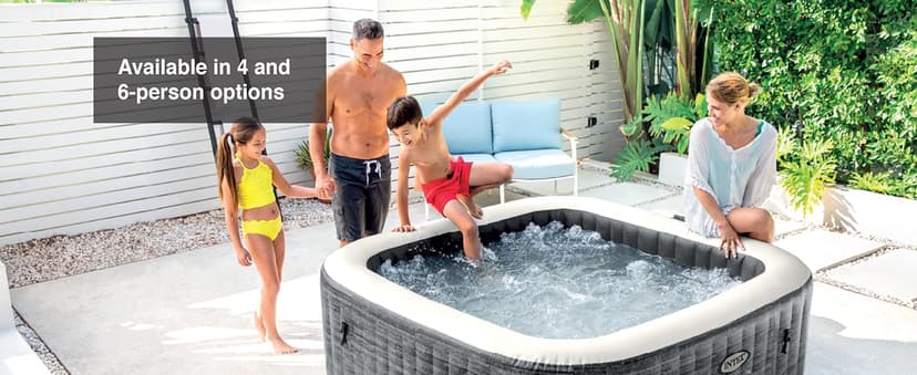 INTEX PureSpa Greystone Deluxe Inflatable Hot Tub, with with Built-in FastFill Inflation System, Spa Control App, and 4 Person Capacity, 83" x 28"
