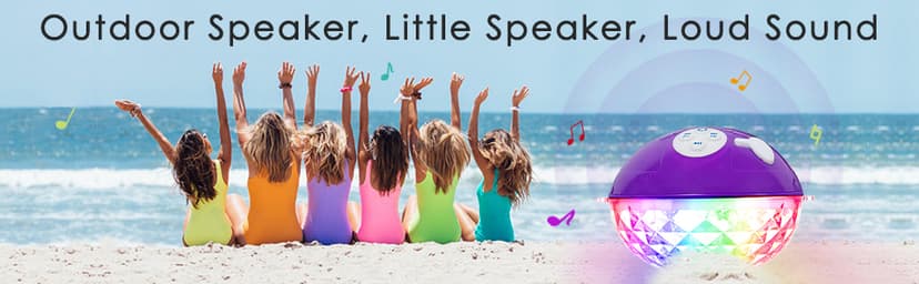 Blufree Floating Pool Speakers with Colorful Lights, Bluetooth Wireless Pool Speaker Floatable IP68 Waterproof, Built-in Mic & Crystal Clear Sound Bluetooth Hot Tub Speaker for Pool Party Outdoors