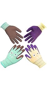 COOLJOB 2 Pairs Gardening Gloves for Women and Men, Bamboo Working Gloves Touchscreen, Grippy Nitrile Rubber Coated Work Gloves, Green/Black, X-Large Size (2 Pairs XL)