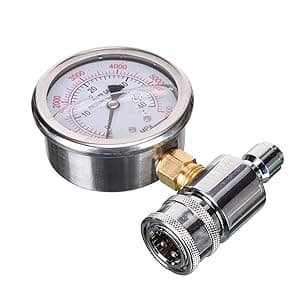 RIDGE WASHER Pressure Washer Gauge with 3/8 Inch Quick Connect Socket and Plug, 6000 PSI