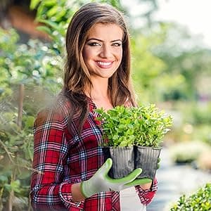 COOLJOB 2 Pairs Gardening Gloves for Women Ladies, Breathable Rubber Coated for Yard Garden, Outdoor Indoor Protective Work, Medium Size, Lavender Purple & Apple Green