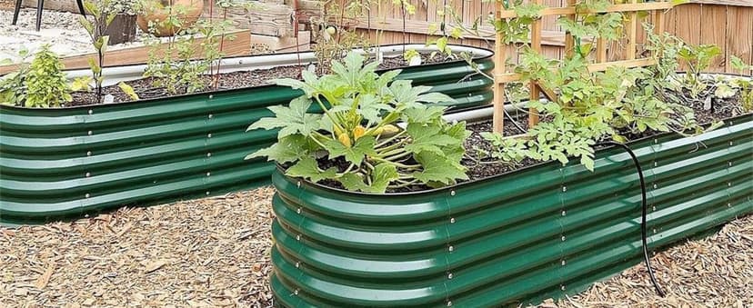 Vego garden Raised Garden Bed Kits, 17" Tall 9 in 1 8ft X 2ft Metal Raised Planter Bed for Vegetables Flowers Ground Planter Box-British Green