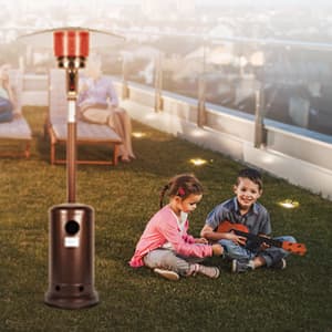 Outdoor Mushroom Heater Patio Propane 48,000 BTU for Outdoor Heating Deck Heater with Umbrella Dome and Wheeled Floor-standing Rust Free for Patio Porch and Backyards