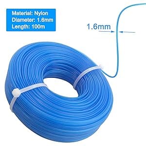 Grass Trimmer Line 328ft Weed Eater Wacker String .065'' Weed Trimmer Spool Replacement, Nylon Material for String Trimmers, 1.6mm Diameter