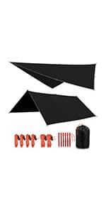 REDCAMP Hammock Rain Fly Camping Tarp Waterproof, 10x10ft Lightweight Backpacking Rain Tarp Shelter for Hiking Outdoor, Green