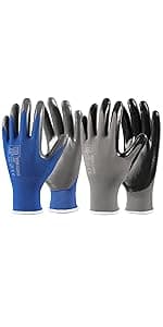 COOLJOB 2 Pairs Gardening Gloves for Women and Men, Bamboo Working Gloves Touchscreen, Grippy Nitrile Rubber Coated Work Gloves, Green/Black, X-Large Size (2 Pairs XL)