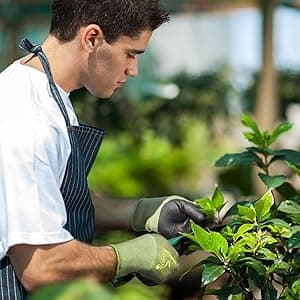 COOLJOB 2 Pairs Gardening Gloves for Women and Men, Bamboo Working Gloves Touchscreen, Grippy Nitrile Rubber Coated Work Gloves, Green/Black, X-Large Size (2 Pairs XL)