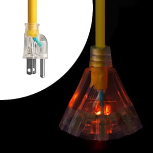 DEWENWILS 25 FT 14/3 Gauge Extension Cord Outdoor Tri-Tap Extension Cord Splitter, Heavy Duty Power Cable SJTW 15 Amp for Multiple Appliances, LED Lighted Plug, ETL Liste