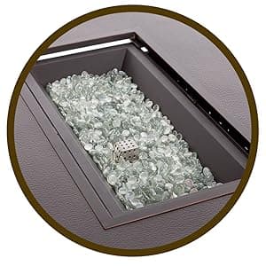 Fire Sense 62745 Armstrong Basketweave Aluminum Convertible Gas Fire Pit Table 55000 BTU Multi-Functional Outdoor Firepit with Fire Bowl Lid, Nylon Cover Clear Fire Glass Bronze Finish - Rectangular