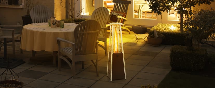 Tangkula Portable Patio Heater, 10,000 BTU Outdoor Tabletop Heater with Stainless Steel Burner, Tip-Over & Flameout Protection, 34" Pyramid Mini Outdoor Heaters for Patio, Porch, Deck (Bronze)
