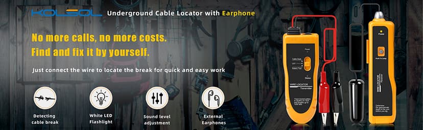F02 Underground Cable Locator, Wire Tracer with Earphone, Cable Tester for Dog Fence Cables Irrigation Control Wires