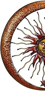 Bellaa 20018 Large Sun Metal Wall Art Sculpture Indoor Living Room Outdoor Garden Patio Farmhouse Home Decor Hanging Retro Rustic Statue Figurine