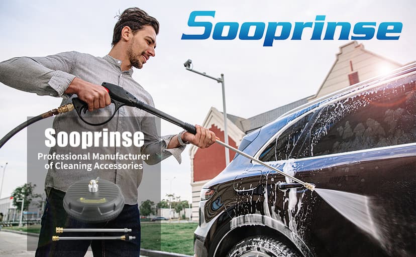 Sooprinse Chemical Injector Kit for High Pressure Washer, 4000 PSI Adjustable Soap Dispenser with a 1/4 Inch Black Soap Nozzle and Teflon Tape, 16 Ft Siphon Hose, 3/8 Inch Quick Connect