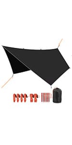 REDCAMP Hammock Rain Fly Camping Tarp Waterproof, 10x10ft Lightweight Backpacking Rain Tarp Shelter for Hiking Outdoor, Green