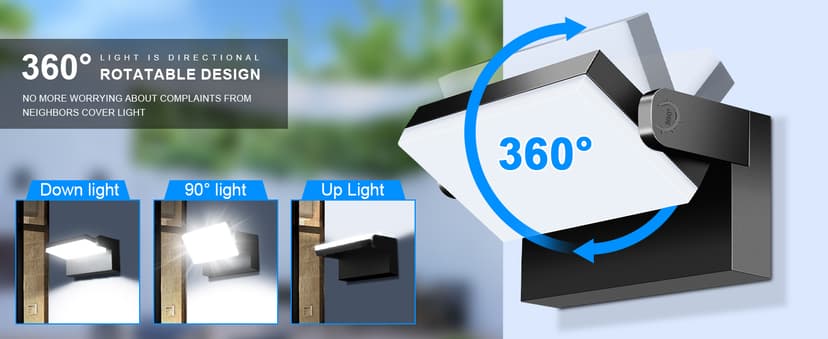 LEDMO LED Flood Lights Outdoor 60W - Rotatable 360 Adjustable Head Switch Control Exterior Lighting Fixture Wall Pack Commercial Security 5000K Waterporof Yard Wall Mount Garage Barn Yard Lights