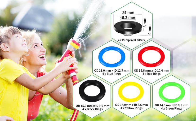 24 Pack O-Ring Power Pressure Washer Kit 6 Sizes for Power Pressure Washers, Pump, Hose, Gun, Wand and Lance