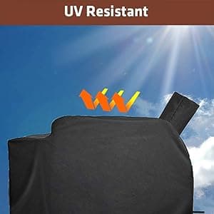 QuliMetal Grill Cover for Green Mountain Daniel Boone Prime WiFi Grills and Green Mountain Grill Ledge Model, Full Length GMG Daniel Boone Smoker Cover, 600D Fabric, Black