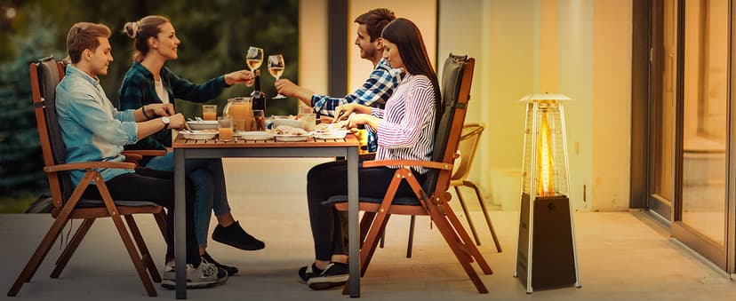 Tangkula Portable Patio Heater, 10,000 BTU Outdoor Tabletop Heater with Stainless Steel Burner, Tip-Over & Flameout Protection, 34" Pyramid Mini Outdoor Heaters for Patio, Porch, Deck (Bronze)