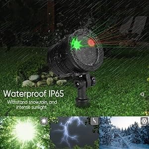 Christmas Laser Lights, Projector Lights Landscape Spotlight Red and Green Star Show with Christmas Decorative Patterns for Indoor Outdoor Garden Patio Wall