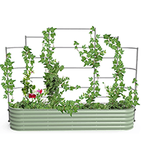 Vego garden Raised Garden Bed Kits, 17" Tall 9 in 1 8ft X 2ft Metal Raised Planter Bed for Vegetables Flowers Ground Planter Box-British Green