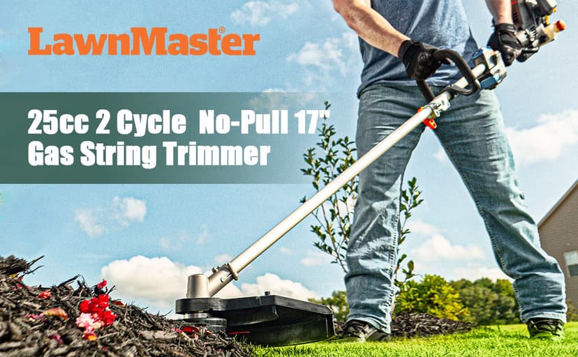 LawnMaster NPTGSP2517A No-Pull Gas Grass Trimmer with Electric Start 25cc 2 Cycle,17-Inch