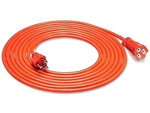 Amazon Basics 50 foot 3-Prong Vinyl Indoor/Outdoor Extension Cord - 13 Amps, 1625 Watts, 125 VAC, Orange