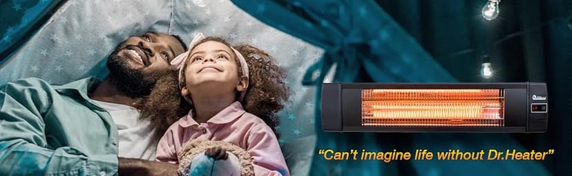 Dr Infrared Heater DR-238 Carbon Infrared Outdoor Heater for Restaurant, Patio, Backyard, Garage, and Decks, Standard, Black