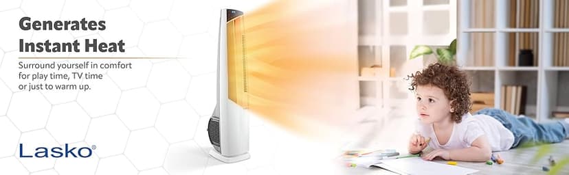 Lasko Oscillating Hybrid Fan and Space Heater for Home, All Season High Velocity Hybrid with Tip-Over Switch, Remote Control, Timer and Thermostat, 37.5 Inches, White, 1500W, FHV820