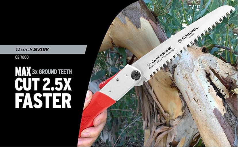 Corona Tools 7-Inch QuickSAW Folding Saw | Pruning Saw Designed for Single-Hand Use | Curved Blade Hand Saw | Cuts Branches Up to 4" in Diameter | QS 7800