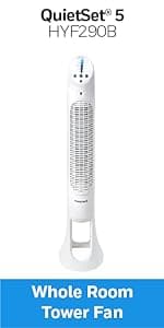 Honeywell HYF260 Quiet Set Whole Room Tower Fan, White