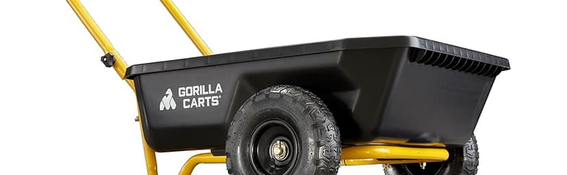 Gorilla Carts GCR-4 Poly Dump Cart, 2-Wheel Garden Wagon with Foldable Handle, 4 cu ft, 300 lb. Capacity, Black/Yellow