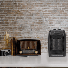 Comfort Zone CZ442E Personal Energy Save Ceramic Heater - 1500W Portable with Adjustable Thermostat, Tip-Over Switch & Overheat Protection, Black