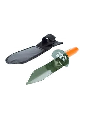 SE Prospector's Serrated Edge Digger Compact Shovel Trowel for Gardening, Metal or Gold Prospecting and Detecting - Includes Carrying Sheath