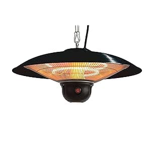 Indoor/Outdoor Ceiling Electric Patio Heater with LED Light and Remote Control, Black