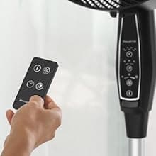 Rowenta, Pedestal Fan, Extreme Outdoor Fan with Remote, 65 Inches, Ultra Quiet Fan, Oscillating, Portable, 3 Speeds, Digital Control, Black, Ourdoor, VU4510