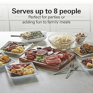 Hamilton Beach Electric Indoor Raclette Table Grill, PFAS-Free Serves up to 8 People for Parties and Family Fun, Includes 8 Warming Trays, Black (31612MN-MX), 200 sq. in. Nonstick Griddle