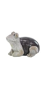 Deco 79 Polystone Frog Decorative Garden Sculpture Indoor Outdoor Garden Statue, Outdoor Sculpture 12" x 8" x 8", Light Gray