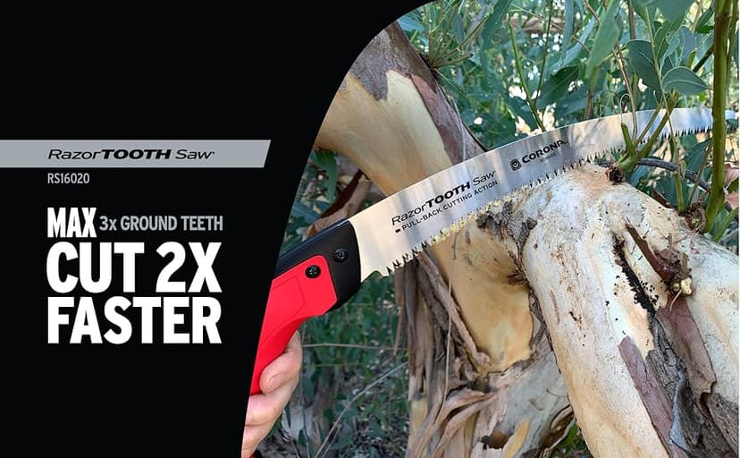 Corona Tools 14-Inch RazorTOOTH Pruning Saw | Tree Saw Designed for Single-Hand Use | Curved Blade Hand Saw | Cuts Branches Up to 8" in Diameter | RS16020, Red