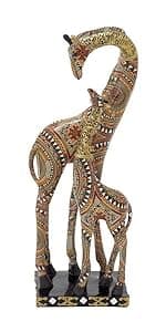 Deco 79 Metal Giraffe Decorative Sculpture Indoor Outdoor Tall Home Decor Statue with Detailed Embossed Scrollwork, Accent Figurine 17" x 7" x 73", Multi Colored