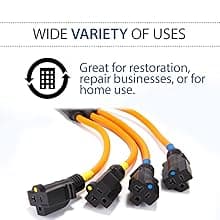 Ceptics GN-CD-1-50 GN-CD-2-50 L14-30P to NEMA 5-15/20R Generator Distribution Power Cord (50', Switch Breaker) -Industrial Grade, Heavy Duty (5 Year Warranty), 50 Feet, Orange, Ft