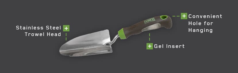 AMES 2445000 Stainless Steel Hand Trowel with Ergo Gel Grip, 13-Inch