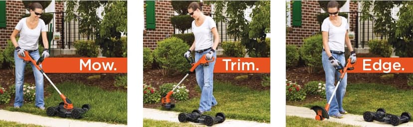BLACK+DECKER Combination String Trimmer, Lawn Mower, and Edger, Cordless 3-in-1 (MTC220)