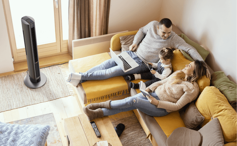 Lasko Oscillating All Season Tower Fan and Space Heater in One for Home with Adjustable Thermostat, Tip-Over Switch, 4 Fan Speeds, 3 Heat Settings and Remote Control, 42 Inches, 1500W, Gray, FH515